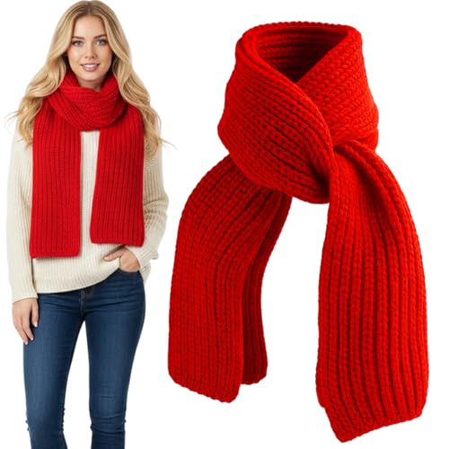 RQcMid Schal Damen, Roter Schal, Schal Damen Herbst, Schal Rot Damen, Rot Schals Kuschelige Warme Winter Schals, Schal Damen, Schal Herren, Warm Herbst Winter Kuschelige Warme...