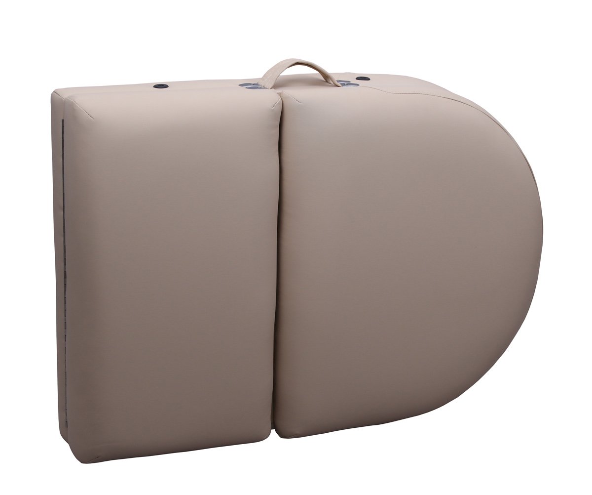 Zen – Camilla Masaje Plegable móvil Rondavista 2 Deluxe Altura Regulable - Camilla estetica Madera Maciza, reposacabezas de Aluminio, Respaldo Regulable y reposabrazos acoplables Crema