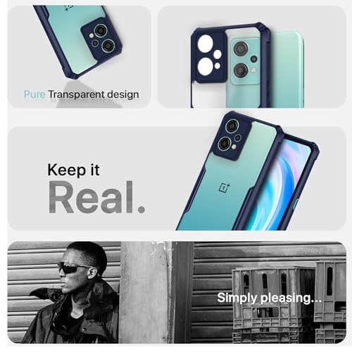 Image of Outlouders Back Cover for OnePlus Nord Ce 2 Lite 5G | Ultra Hybrid Transparent | Full Camera Protection | Raised Edge | Crystal Clear Bumper Case (Blue)