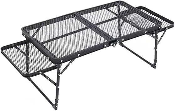 Camping Tables That Fold Up Lightweight,Metal Portable Grill Table for Outdoor Garden Patio BBQ Party Market,Camping Grill Side Table with 2 Wing Panels,80cm/31.5"