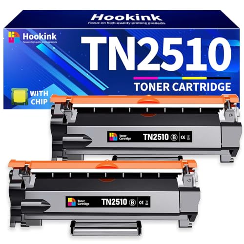 Hookink Tóner TN2510 Compatible para Toner Brother TN2510 TN2510XL para Brother HL L2400DWE HL L2400DW HL L2445DW HL L2447DW DCP L2620DW DCP L2627DW DCP L2627DWE DCP L2627DWXL (2 Negro)