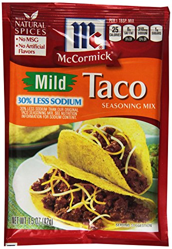 Image of McCormick Taco, Mild Less Sodium Mix, 1.5-Ounce (Pack of 12)