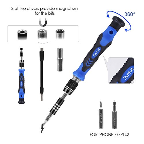 Syntus Precision Screwdriver Set, 63 in 1 with 57 Bits Screwdriver Kit, Magnetic Driver Electronics Repair Tool Kit for iPhone, Tablet, Macbook, Xbox, Cellphone, PC, Game Console, Blue