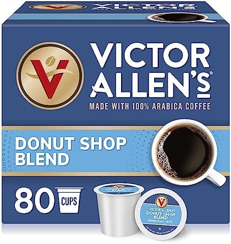 Victor Allen's Coffee Donut Shop Blend, Medium Roast, 80 Count, Single Serve Coffee Pods for Keurig K-Cup Brewers