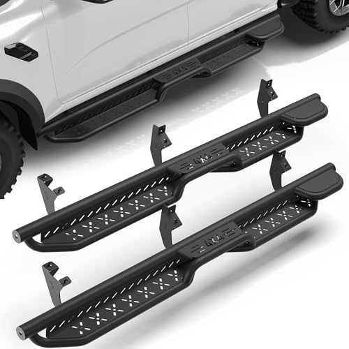 Running Boards Fits for Ford Ranger Super Crew 2019-2026 Heavy-Duty Carbon Steel 2PCS Side Steps Dual Raised Non-Slip Nerf Bars Textured Black Powder-Coated Finish Easy Bolt-On