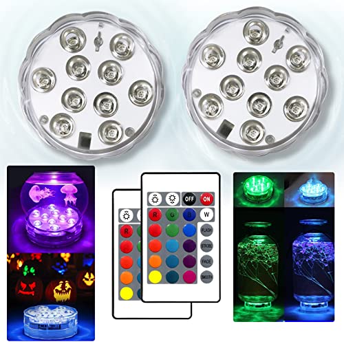 Creatrek Led Tea Light Submersible Tub Spa Lamp Color Changing/Led Lotus Light Flower Lamp For Garden Pathway Vases Bowls Coaster Pond Fish Tank Fountain Ice Buckets Bathtubs Hot-Tubs Trees (2) #TOP13