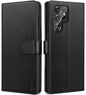 Vakoo Flip-Series for Samsung Galaxy S22 Ultra Case, Premium Leather Flip Protective Phone Case with Card Holder and Kickstand (6.8 Inch) - Black