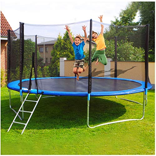 Trampoline with Safety Enclosure Net, 10 FT Round Bounce Jumper for Indoor/Outdoor, Built-in