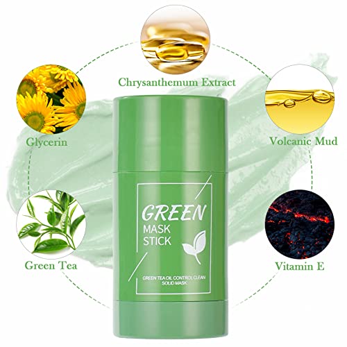 Green Mask Stick, 2 Stück Aubergine Grüner Tee Purifying Clay Maske,Befeuchtet und Kontrolliert Öl Grüntee Maske Mitesser Akne Entferner,Green Tea Mask für Deep Cleansing(Grüntee+Aubergine) – Bild 4
