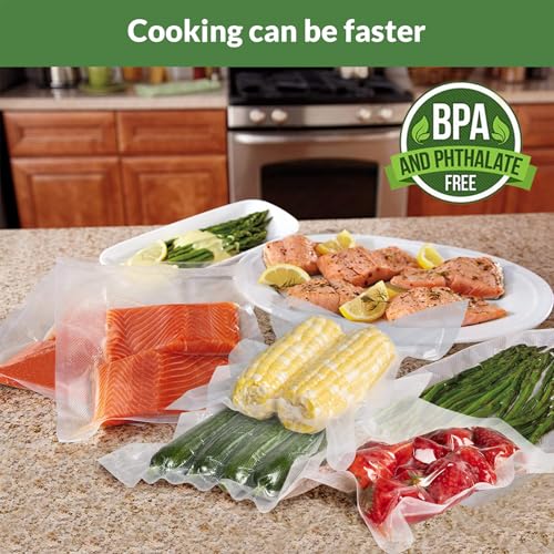 Vacuum Sealer Bags, Vacuum Sealer Rolls - 4 Pack (2 x 8.6" x 16.4" & 2 x 11" x 16.4"), Compatible with All Clamp Vacuum Sealers, BPA Free Food Storage, for Food Preservation, Ideal for Sous Vide - image 2