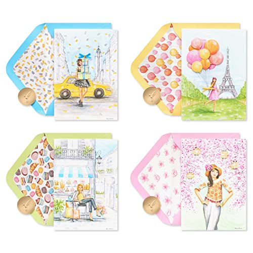 Image of Papyrus Deluxe Boxed Birthday Card Assortment - Designed by Bella Pilar, City Fashion (4-Count)