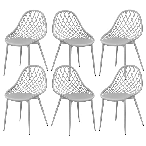 buybyroom Lot de 6 chaises de Jardin, de terrasse, avec Pieds en métal, Repose-Pieds réglables, pour l'extérieur, la Plage, Le Balcon, la Salle à Manger,...