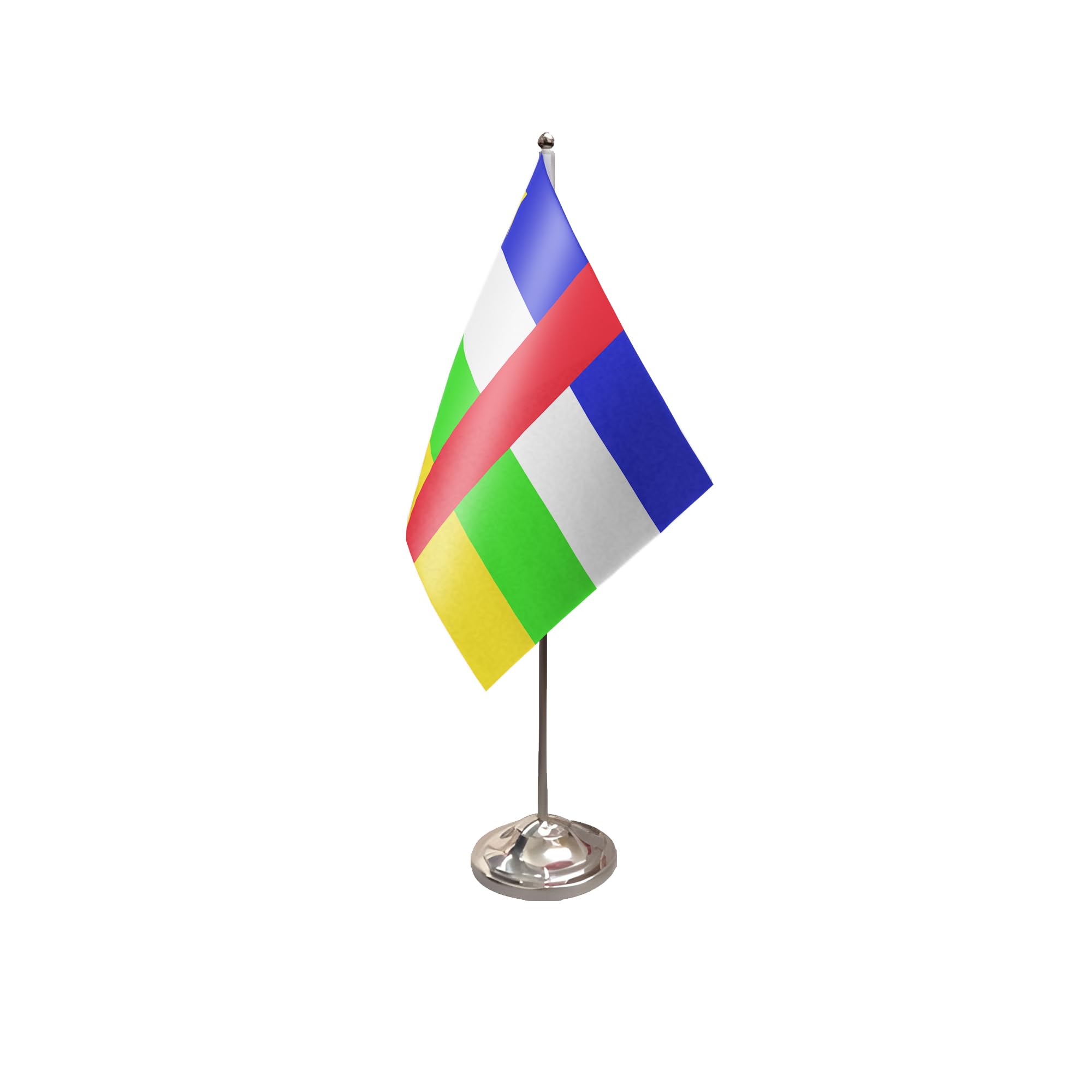 Flagtex Central African Republic Satin Table Flag With Chrome Pole & Base