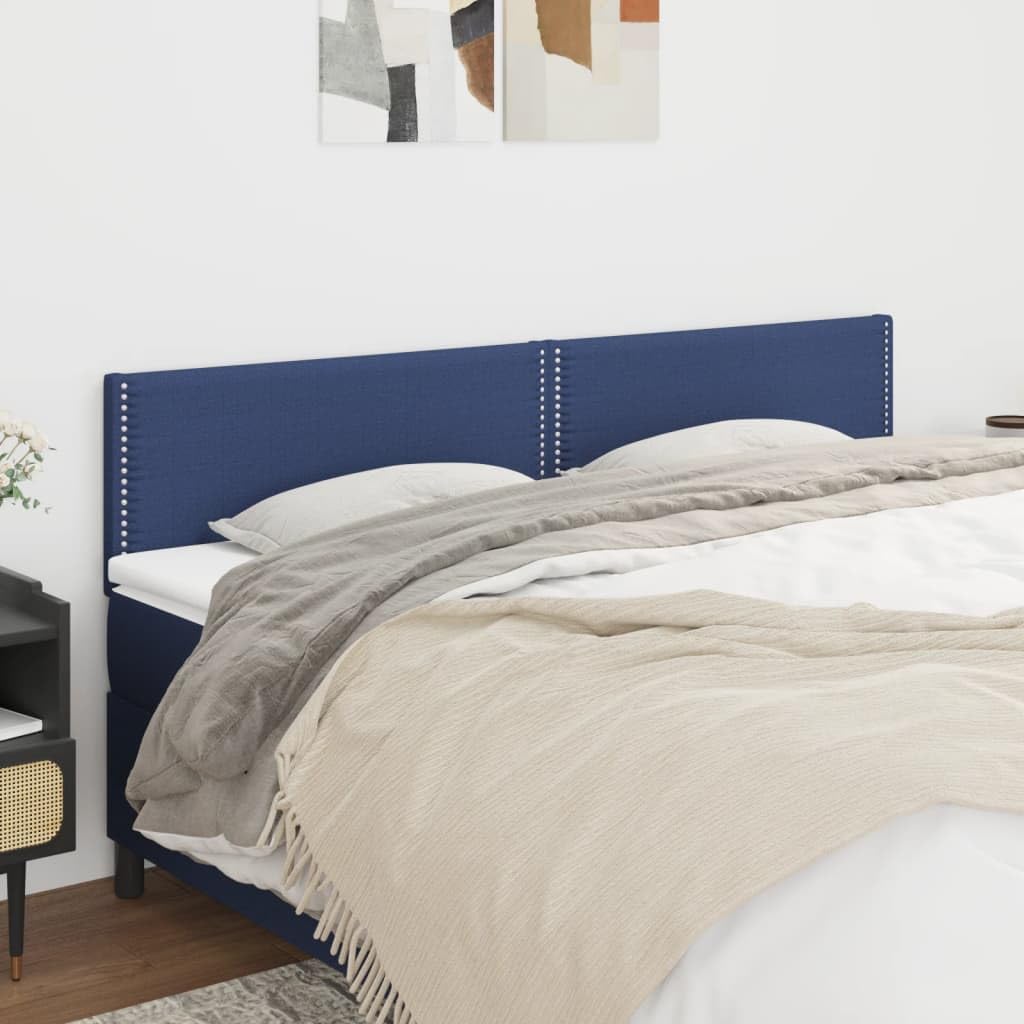 Cabecero de cama de 2 piezas, azul, 80 x 5 x 78/88 cm, altura ajustable, cabecero de cama tapizado con remaches, cabecero de cama duradero para dormitorio