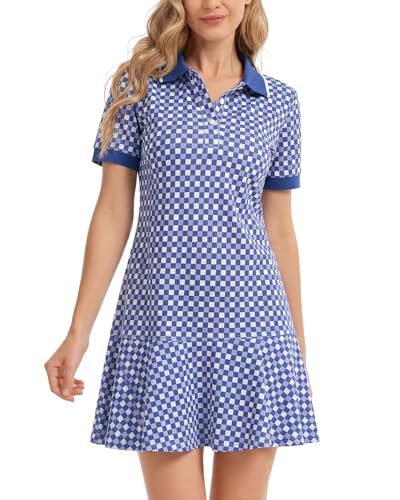 Image of YEXPINE Polo Dress for Women Short Sleeve Ruffle Hem Golf Tennis Summer Mini Dresses
