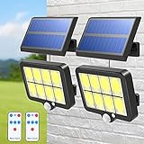 T-SUN, luz de pared inalámbrica alimentada por panel solar, dividida, 6000K, IP65 a prueba de agua, detector de movimiento, luz solar para jardín exterior con control remoto, 2 Packs