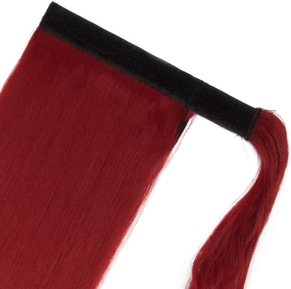 Silk-co Ponytail Hair Extension One Piece Clip in on Pony Tail Synthetic Straight Hairpieces 26" Dark Red - Image 4