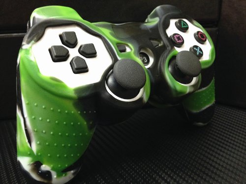 One Piece 1x Playstation PS3 Remote Controller Silicon Protective Skin Case Cover (Green Black Mix)