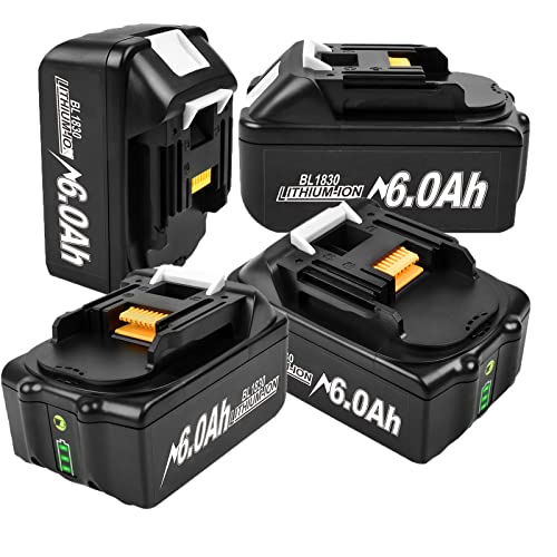 Batería de repuesto para Makita de 18 V BL1850 BL1850B BL1860B BL1860B BL1840B BL1840B BL1830 BL1835 BL1845 LXT-400 para batería Makita (4 unidades, 600 mAh, 18 V) Cover