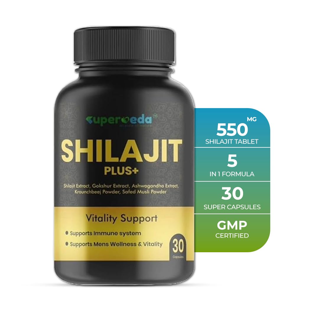 Superveda Shilajit Plus - 30 Capsules | 100% Ayurvedic Pure Original Shilajit Capsules for Strength, Stamina and Power | Vitality Support | Premium Ayurvedic Supplement For Men (B0CX1T6MHD) Amazon Price History, Amazon Price Tracker