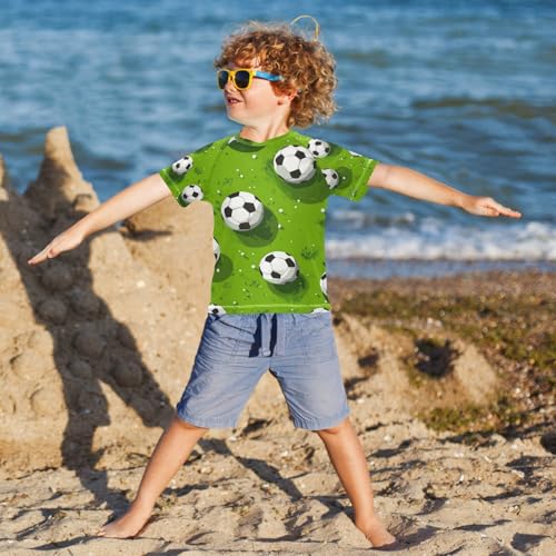Kids Swimsuit Football Grass Sport Sunscreen T-Shirts Swimwear Sets UPF 50+4