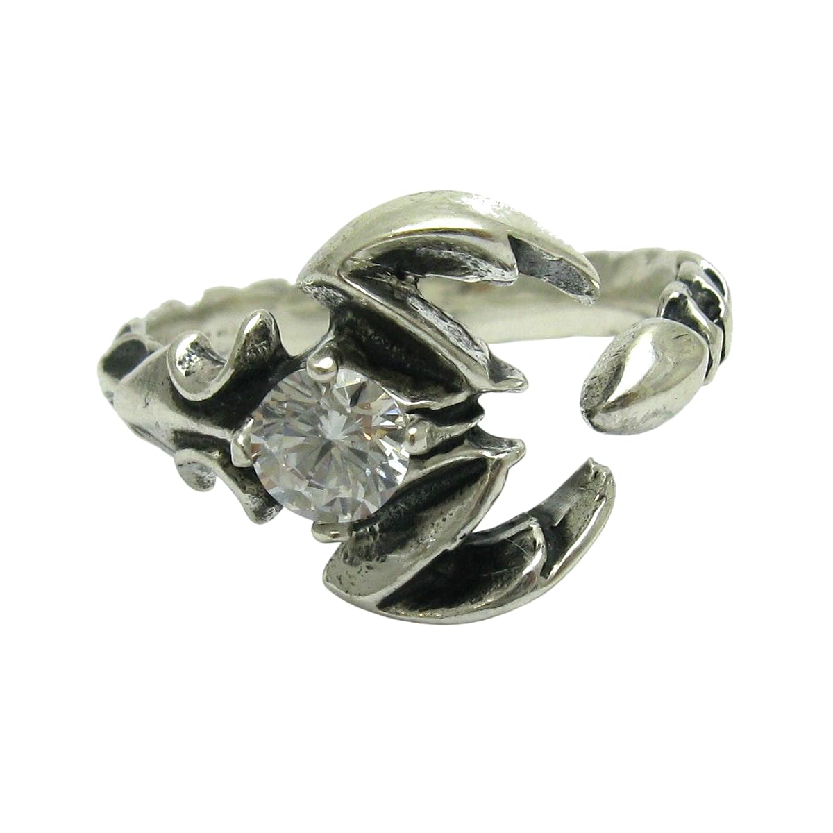 Anillo de plata de ley sólido 925 Escorpión con 5.5mm CZ R001699