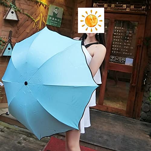 Image of Magic Umbrella Windproof and Rainproof Umbrella with Bloom After Rain Pattern 3 Fold Anti UV Protection Folding Umbrella for Rain, Sun 2 Persons Adult Kids & Women