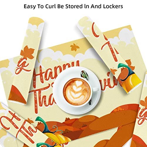 Lot de 6 sets de table Happy Thanksgiving antidérapants 30x45 - 4