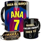 Taza Barça Personalizada Fútbol Nombre Número Y Dedicatoria Equipaciones 24/25 Cerámica, Regalo Original Para Padre Aficionados De Equipos Barcelona Apta Microondas Lavavajillas Té Café