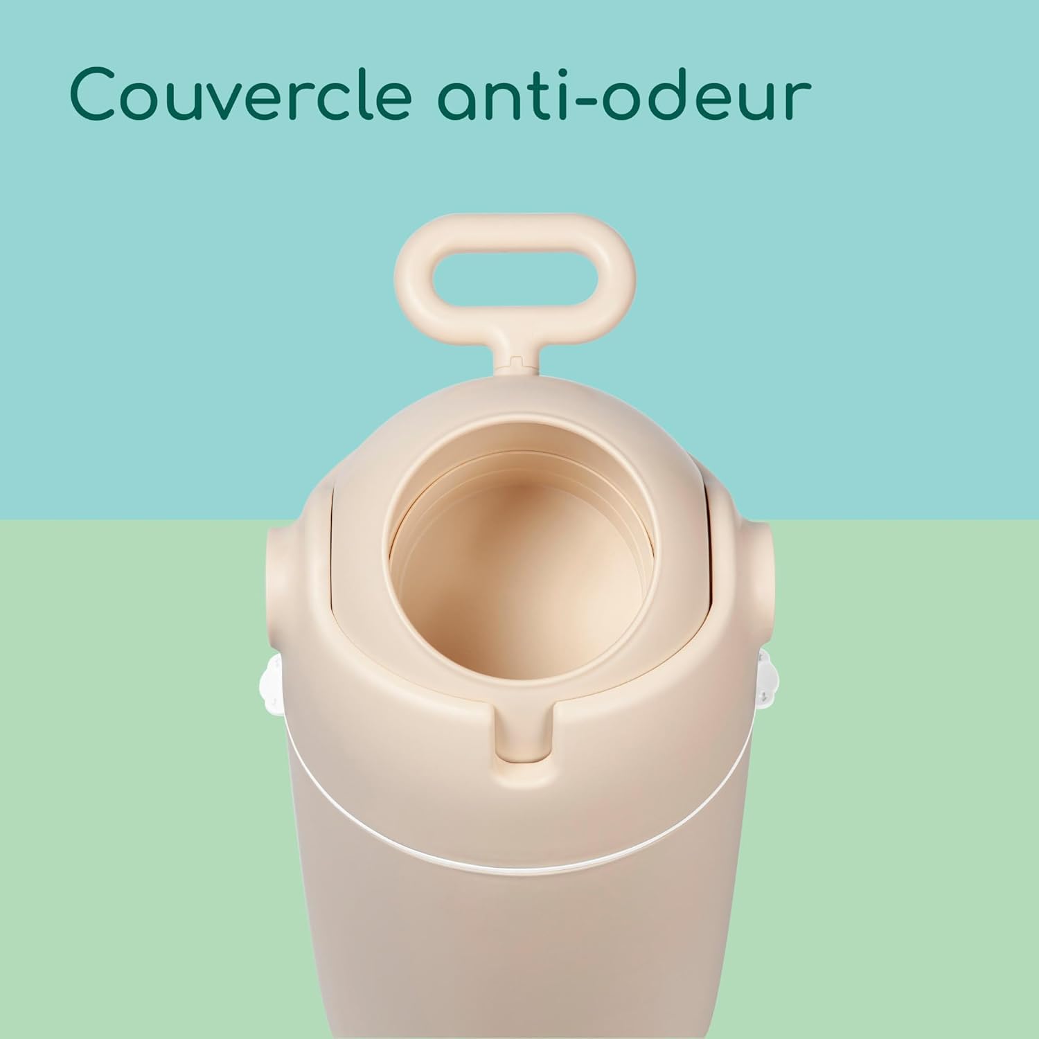 Bebeconfort Poubelle à couches anti-odeur taille M, Couvercle anti-odeur, Compatible avec tout sac poubelle, Peut contenir jusqu'à 20 couches, Utilisation à une main, Facile à nettoyer, Sand