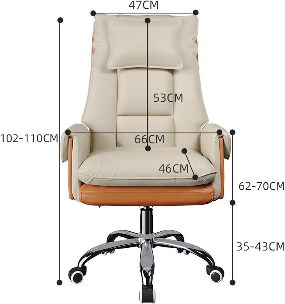 Office Chair Leisure Sofa Chair Comfortable Sedentary Office Chair PU Leather Swivel Chair Household Reclining Computer Chair Desk Chair(Brown)