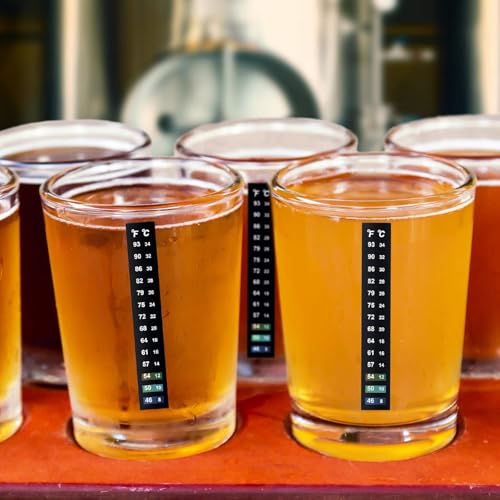 Image of Zonon 48 Pcs Stick on Thermometer Strip for Brewing Fermenting Temperature Sticker Decal Crystal Adhesive 46-93 f (8-34 c) Digital Display Sticker for Wine Beer Aquariums