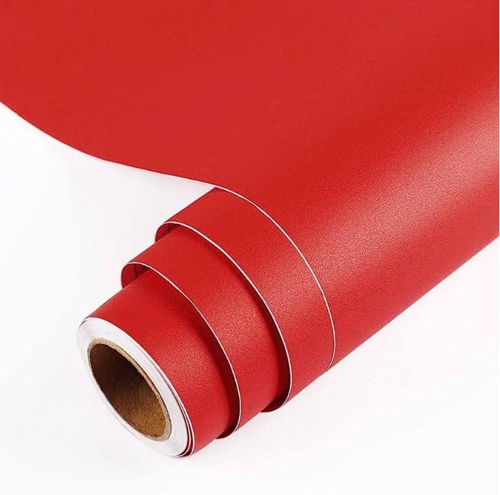 SUNBIRD Red Matte Color Vinyl Wall Stickers Vinyl Self Adhesive Wood Grain Wallpaper Waterproof Old Furniture Vinyl Red Stickers Wooden Door Wardrobe Desktop PVC Wall Papers (20" x 48"_inch) (B09N994FGM) Amazon Price History, Amazon Price Tracker