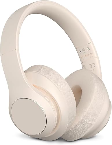 Auriculares inalámbricos Bluetooth sobre la oreja, 40 horas de reproducción, auriculares inalámbricos con micrófono, auriculares plegables y ligeros