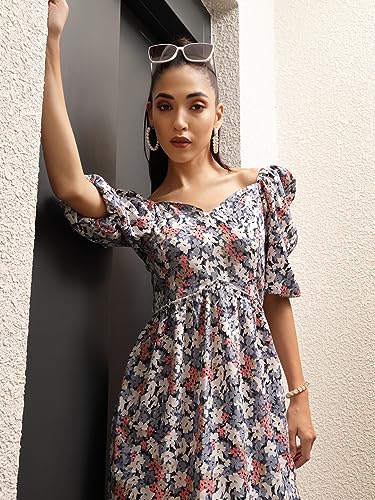 Image of OOMPH! Women's Crepe Fit and Flare Knee-Length Dress