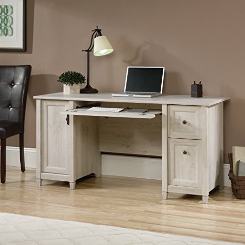 Sauder Edge Water Computer Desk, L: 59.06" X W: 23.23" X H: 29.02", Chalked Chestnut Finish #TOP3