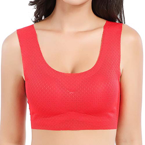 Soutien-Gorge de Sport pour Femmes, Respirant, Confortable, Respirant, rembourré, Amovible, léger et Respirant Rouge 34/75BCD