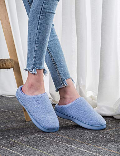 Image of DL Womens Memory Foam Slippers, Cozy Slip on House Slippers for Women Indoor Outdoor, Comfy Women's Bedroom Slippers Warm Soft Flannel Lining Home Slippers Size 5-12 Purple Blue Pink Grey Navy Black