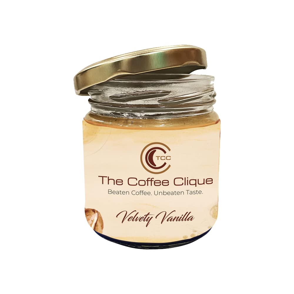 The Coffee Clique | Velvety Vanilla | Flavoured Beaten Coffee Paste | Cafe Like Cappuccino At Home | No Additional Sugar Needed | 145 Grams | Flavoured Coffee