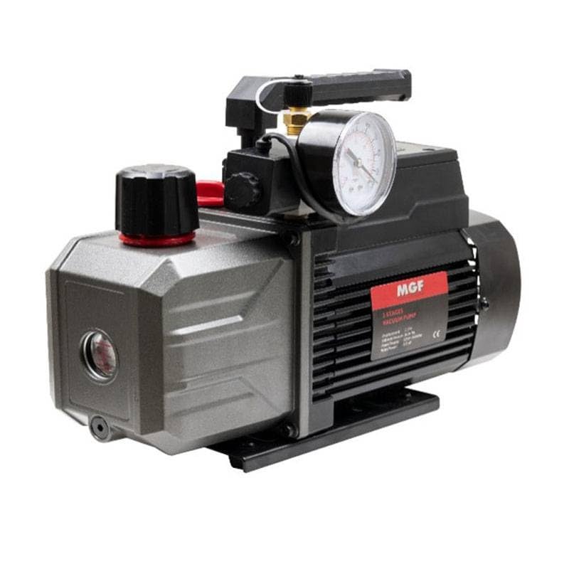 Pompa a Vuoto Bistadio 56 L/Min Con Elettrovalvola e Vacuometro Potenza 1/4 HP Pompa per Vuoto Applicazioni supportate R32, R410A, R407C, R134A