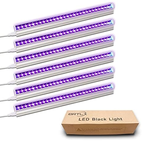BRTLX UV LED Black Light, 6W, 14.37in/36cm T5 LED Bar, with 5.9ft Power Cord and Switch, Supplies for Fluorescent Poster, Body Paint,Christmas Lights and Party (6-Packs) Cover