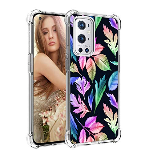 Starhemei for OnePlus 9 Pro case, Case for OnePlus 9 Pro 5G, Shock Absorption Flexible Gasbag Protection Soft TPU Phone Case Cover for OnePlus 9 Pro 5G (Leaves)