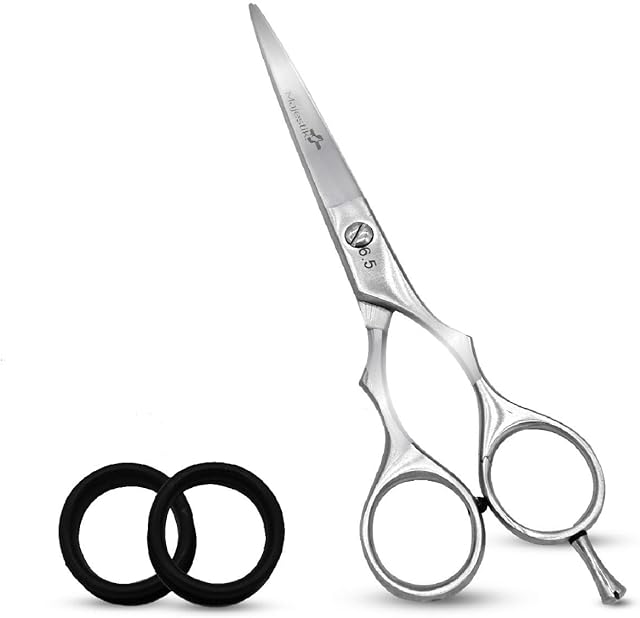 Professional Hair Cutting 6.5" Barber Scissors, Stainless Steel, with Finger rest, Lightweight Razor Edge Salon Standard Haircut Shears - Choice of Hairdressers