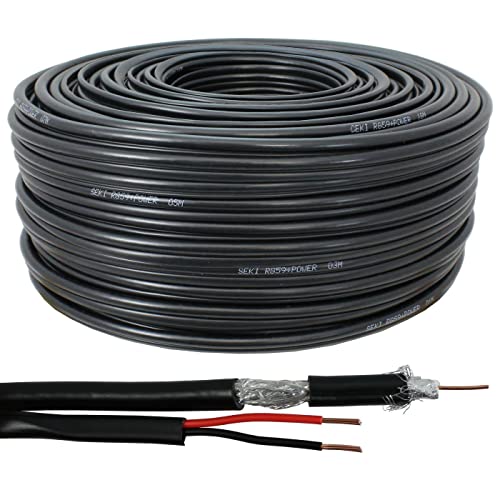 SeKi RG59 100 m combi coaxial + cable de alimentación 75 ohmios 0,81 mm cable de vídeo CCTV coaxial para cámara de vigilancia
