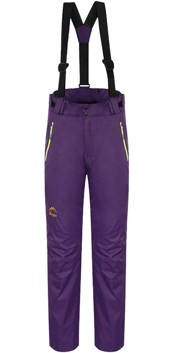 Women's Outdoor Mountain Windproof Waterproof Ski Pants Warm Insulated Snowboard Pants with Adjustable Suspender XXL (TagXXXL) Purple