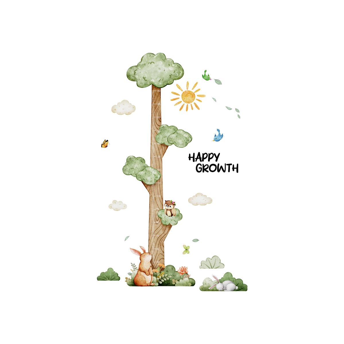 Adesivo da parete per la cameretta dei bambini – Grafico decorato con albero, sole, nuvole e orso, facile da staccare e attaccare, adesivo da parete rimovibile, decalcomanie da parete fai da te