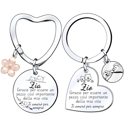 LKJHGF Regalo Zia e Zio Natale Portachiavi Zia e Zio