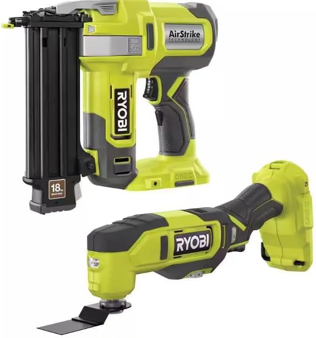 RYOBI 18V ONE+ Cordless Battery 18-Gauge Brad Nailer and Multi-Tool Combo Kit (Tools Only)