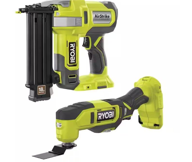 RYOBI 18V ONE+ Cordless Battery 18-Gauge Brad Nailer and Multi-Tool Combo Kit (Tools Only)