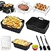Produktbild Heißluftfritteuse Zubehör, Airfryer Zubehör für Ninja Foodi Max Dual Zone AF300EU AF400EU 7.6L-9.5L/COSORI 8.5L/Cookwise 9L Dual Zone Air Fryer, BPA-frei, Airfryer Silikonform Zubehör - Schwarz
